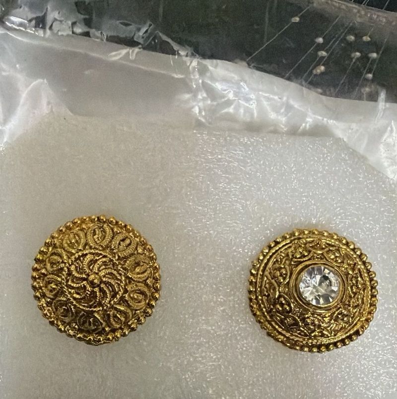 Ornate Gold Tone Stud Rings