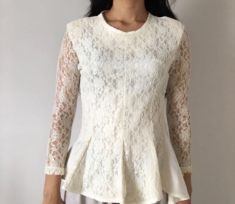 Elegant Lace Peplum Top