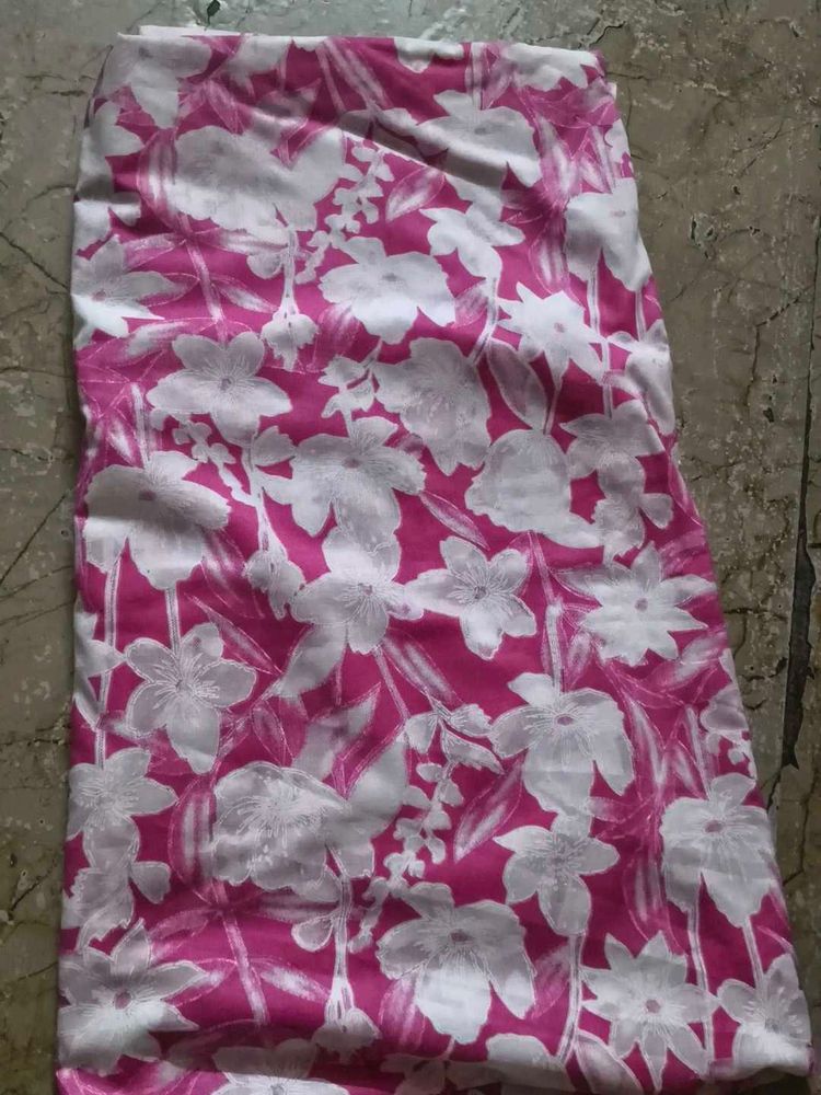 Pink Floral Print Fabric Piece