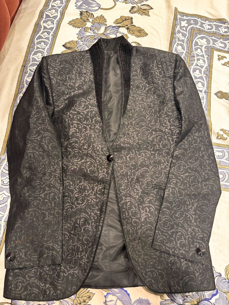 Elegant Black Brocade Jacket