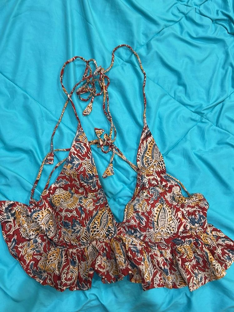 beachy halter backless top