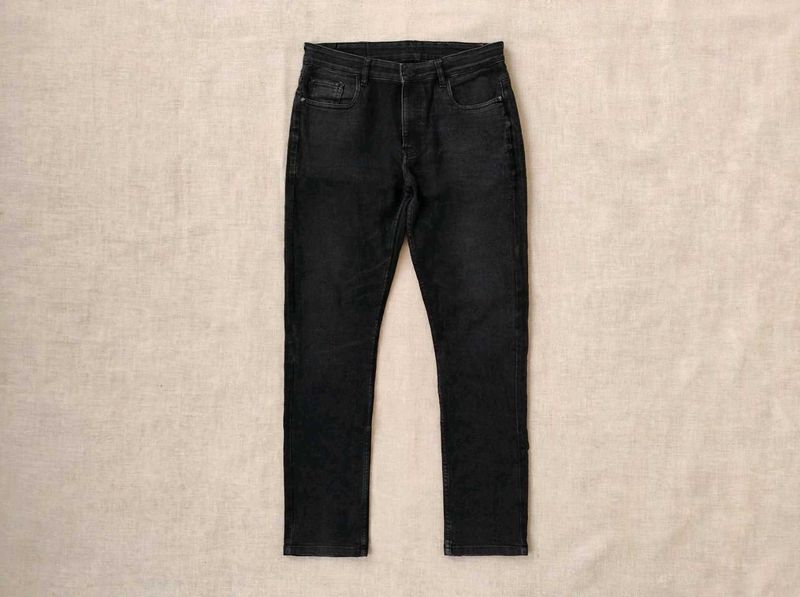 Black Wash Straight Leg Jeans