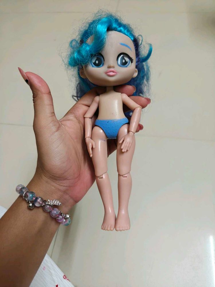 Unique Blue-Haired Doll with Articulated Limbs