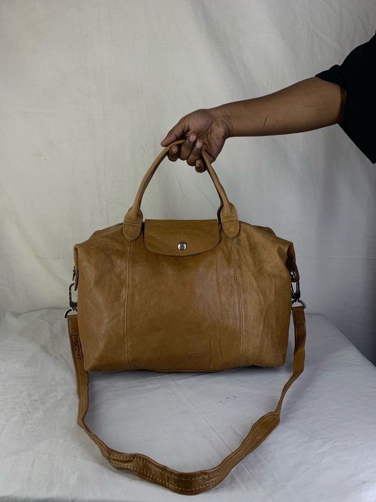Authentic Longchamp Le Pliage Cuir Leather Satchel