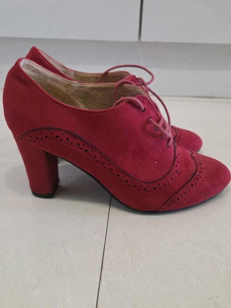 Women's Red Suede Boots with Heels