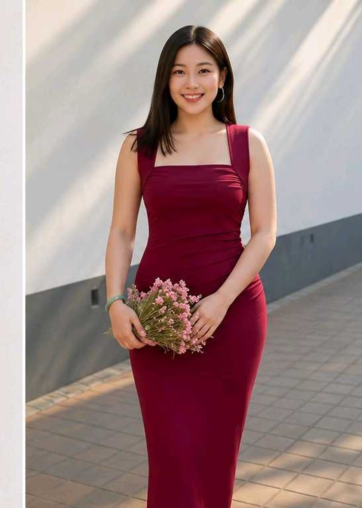✨ Elegant Wine Red Bodycon Maxi Dress for Women |