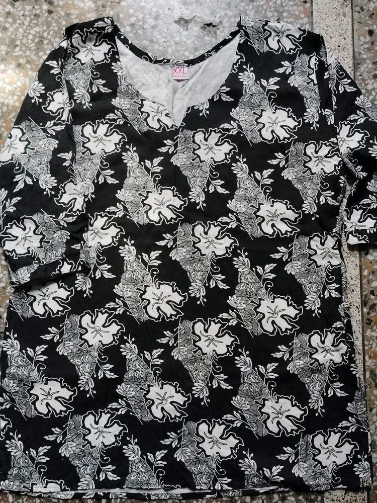 Stylish Floral Print Tunic Top