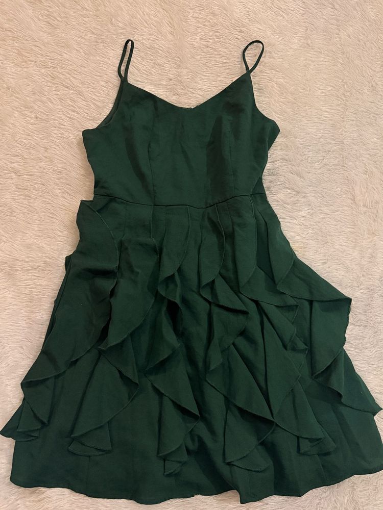 Elegant Green Ruffle Dress