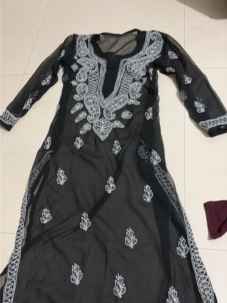 Elegant Black Chikankari Kurta