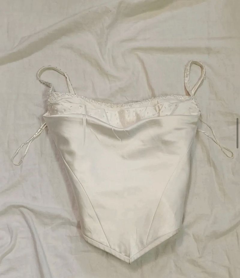 Elegant White Satin Corset Top