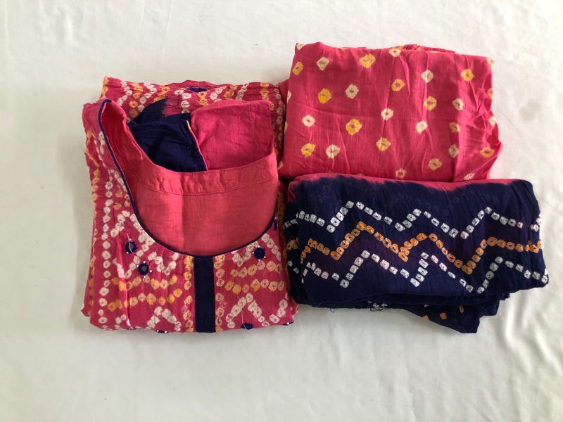 Multi Colour Bandhani Kurta Set(Women’s)