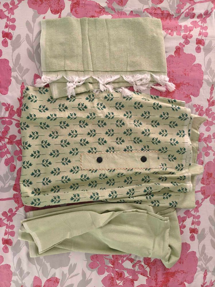 Green Printed Kurta Suit Material
