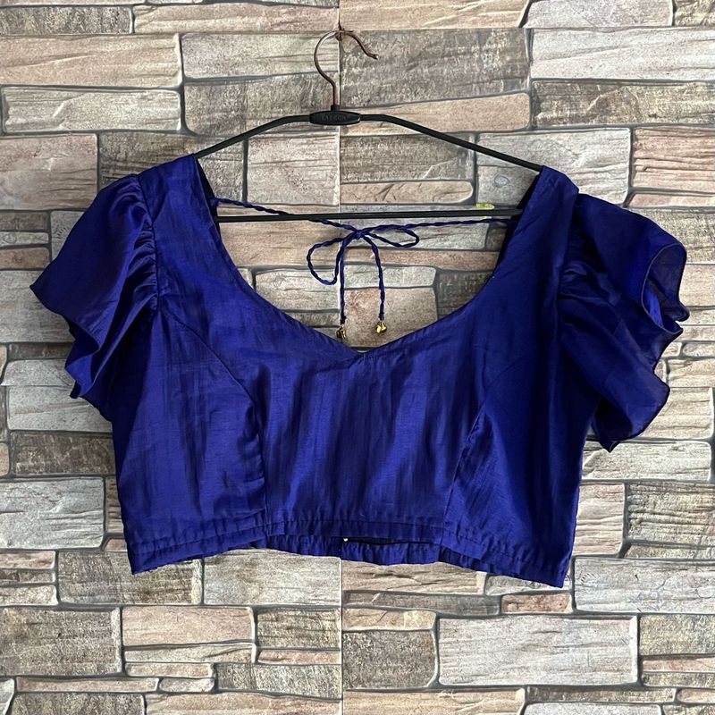 Royal Blue Ruffled Sleeve Blouse