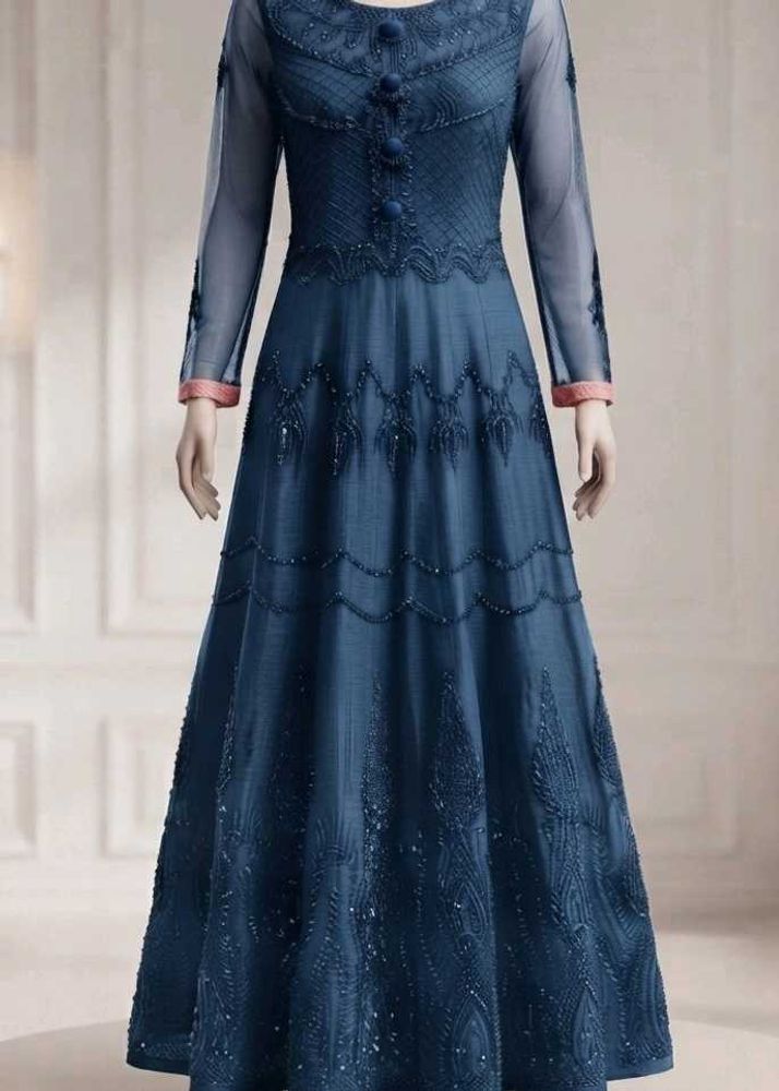 Stunning Blue Embellished Ethnic Gown