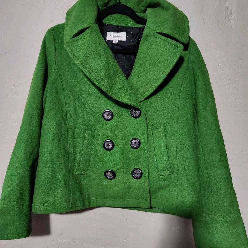 Merona 61% wool Lime green pea coat size S