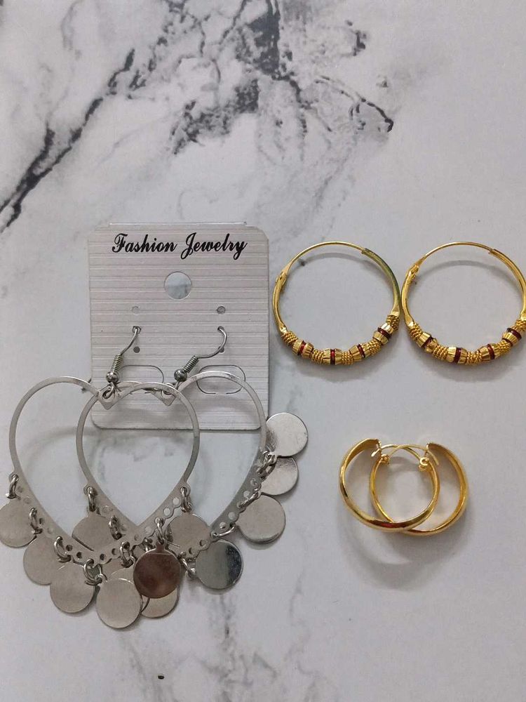 Earring Set - Hoop Earrings combo of 3 sets