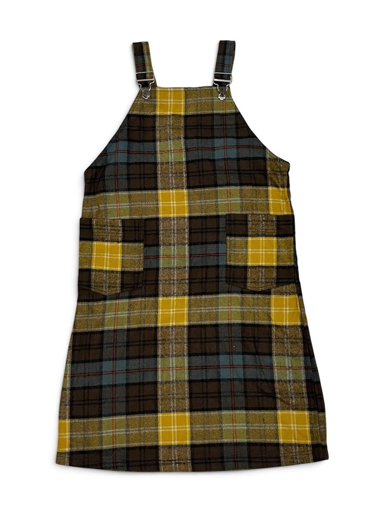 Vintage Plaid Overall Dress