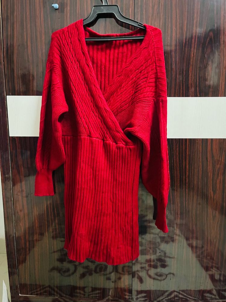 Red Knit Mini Dress