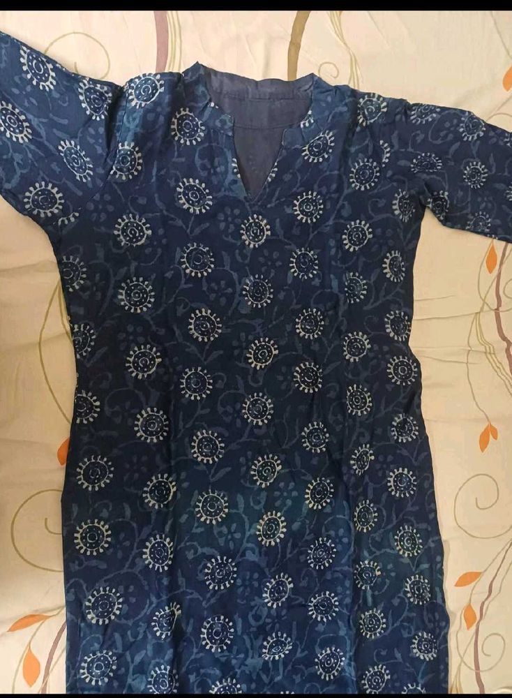 Blue Printed Cotton Salwar Suit