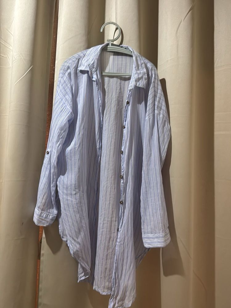 Blue Striped Oversized Shirt
