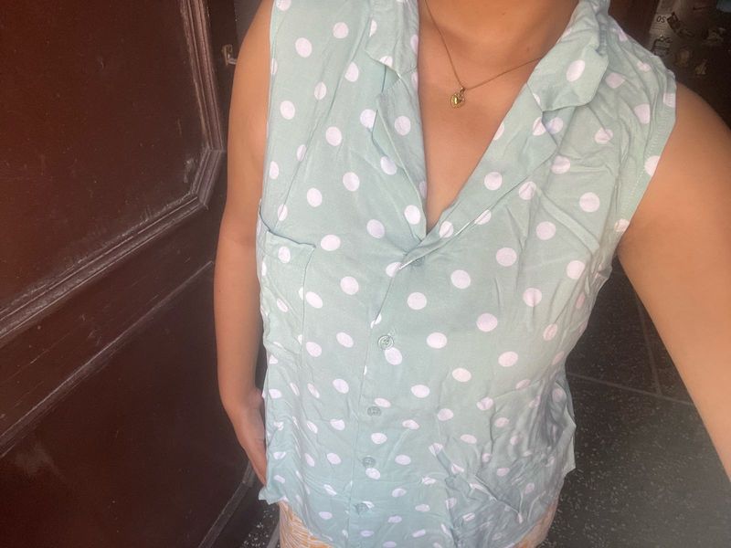 Lightweight Polka Dot Sleeveless Top