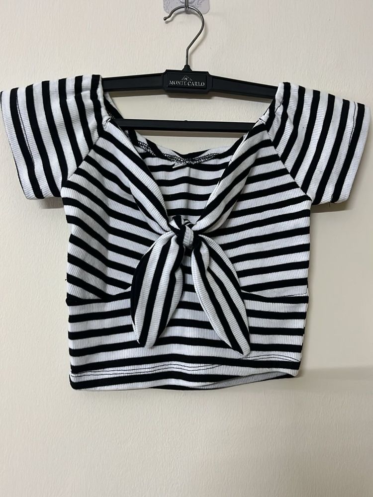 Off Shoulder Front Tie Up Top