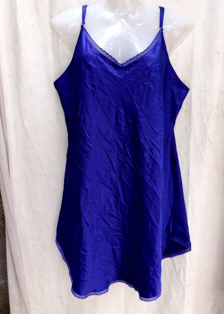 Satin Nightgown with Lace Trim
