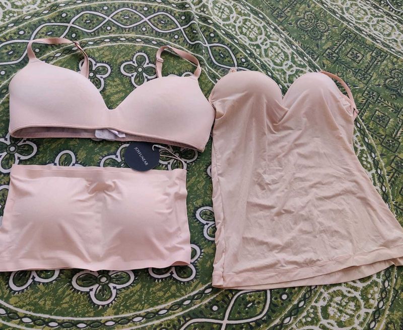 3 Piece Nude bra &amp; sand sleepwear Set