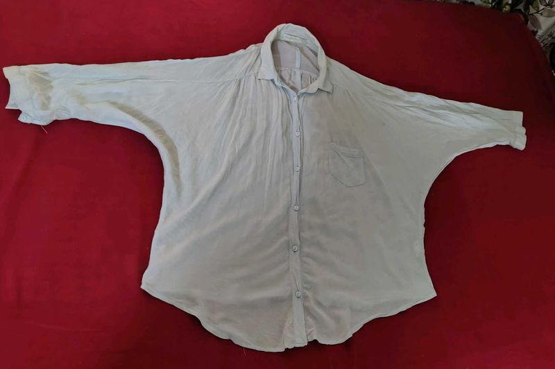 Oversized  Alice blue Collared Shirt