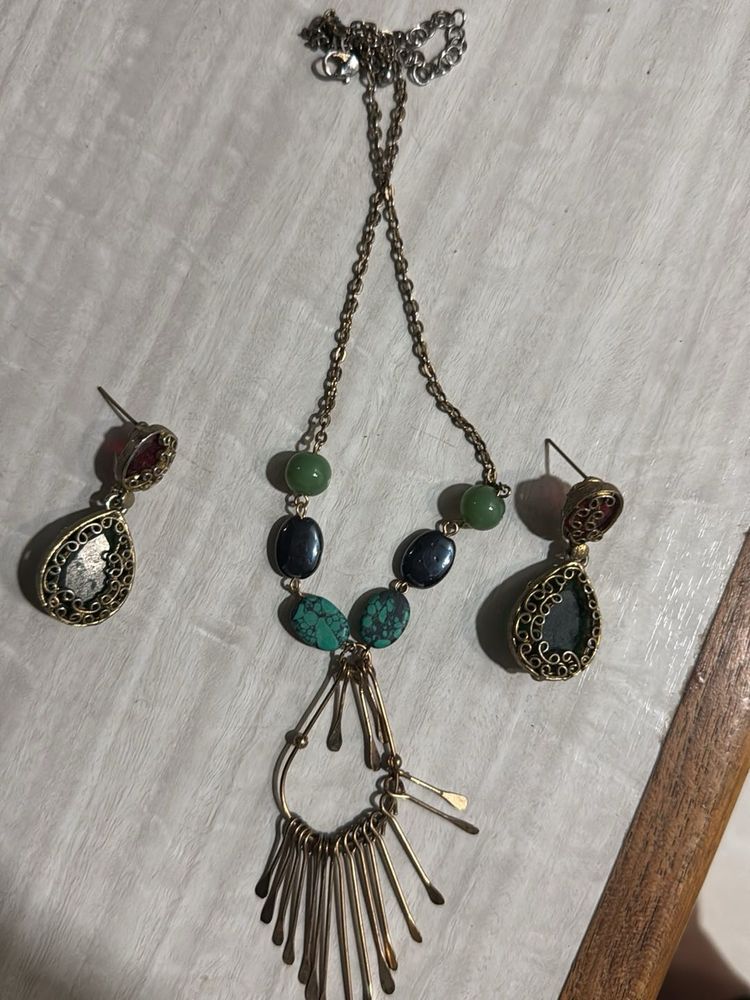 necklace and earrings