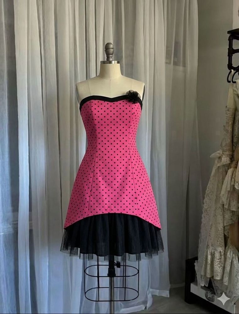 Polka Dot Strapless barbie vintage Dress