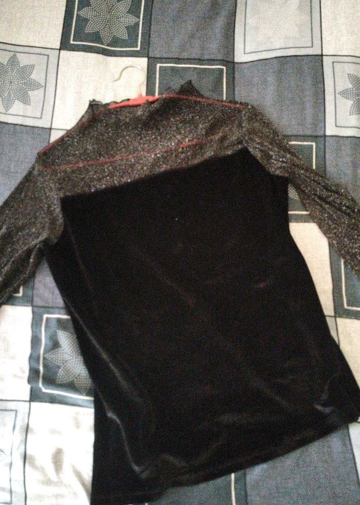 Sparkly Black Velvet Top