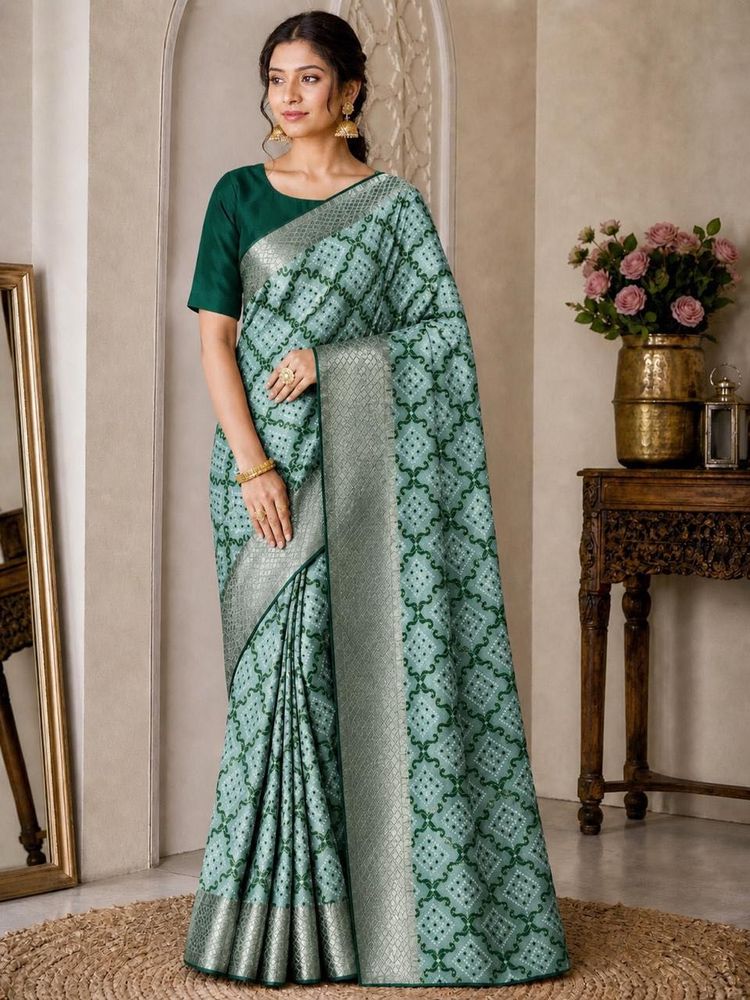 Beautiful Teal &amp; Green Saree