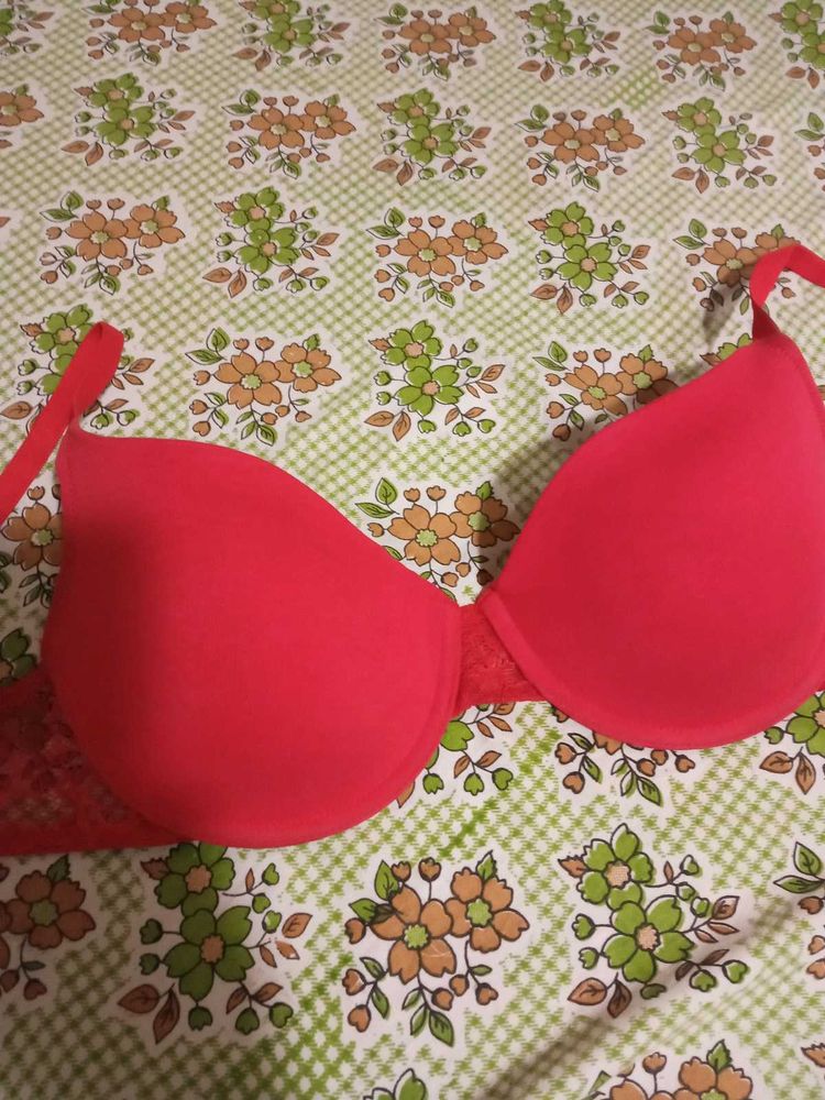 36C Red Padded Lace Bra