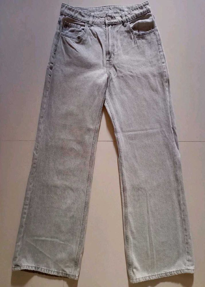 Wide leg grey denim