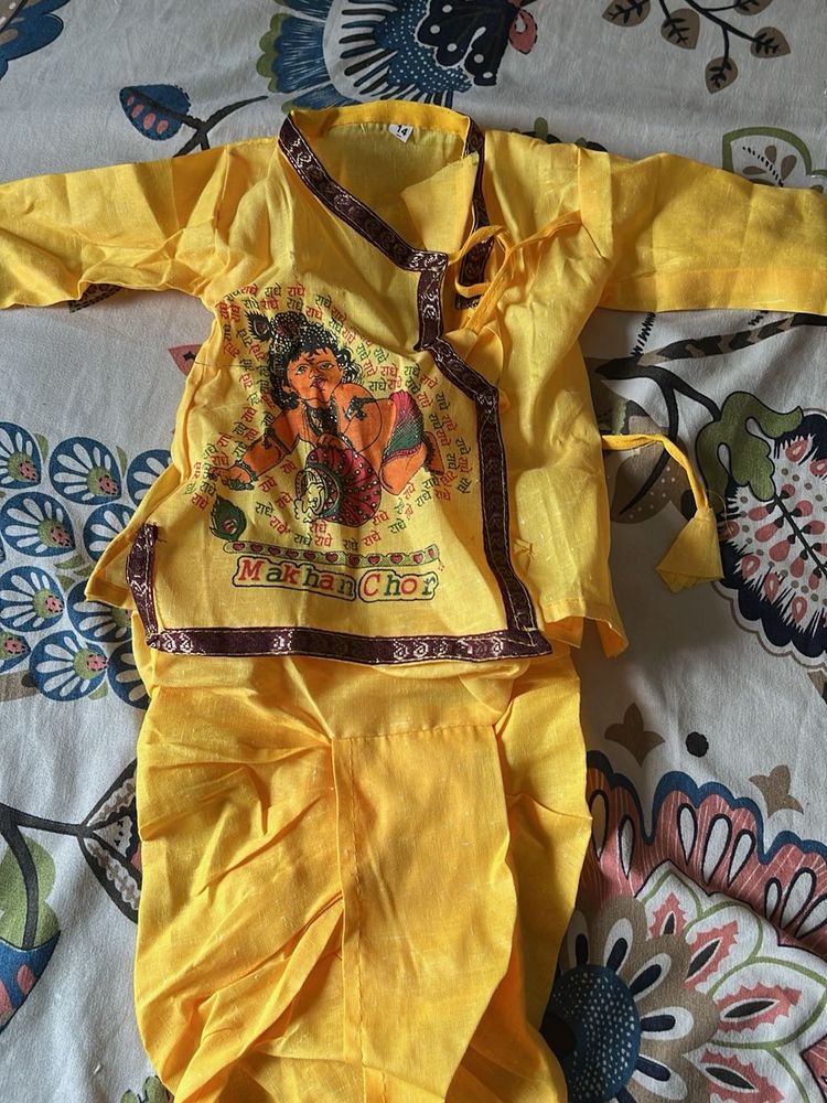 Yellow Krishna &amp; Radha Outfits