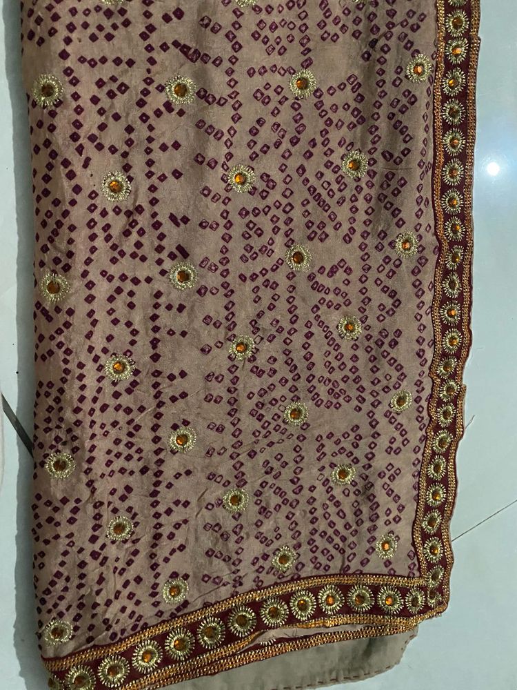 Embroidered Bandhani Saree