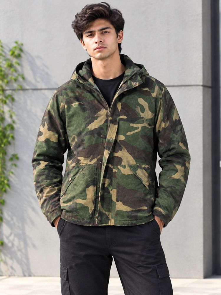Men's Camo Military Jacket hooded