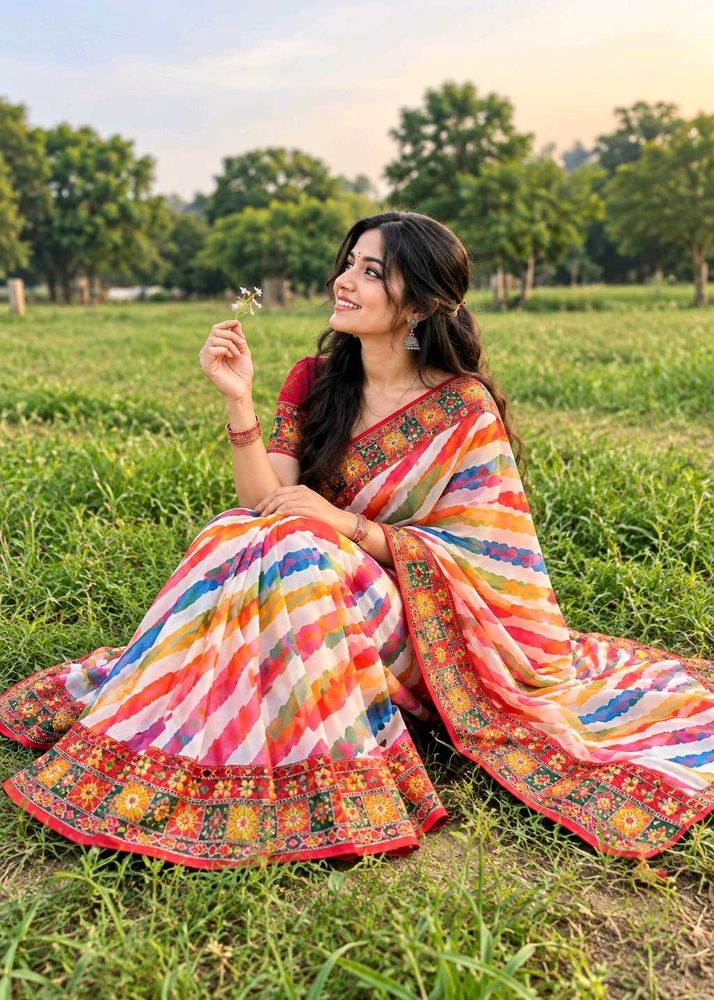Vibrant Striped Saree