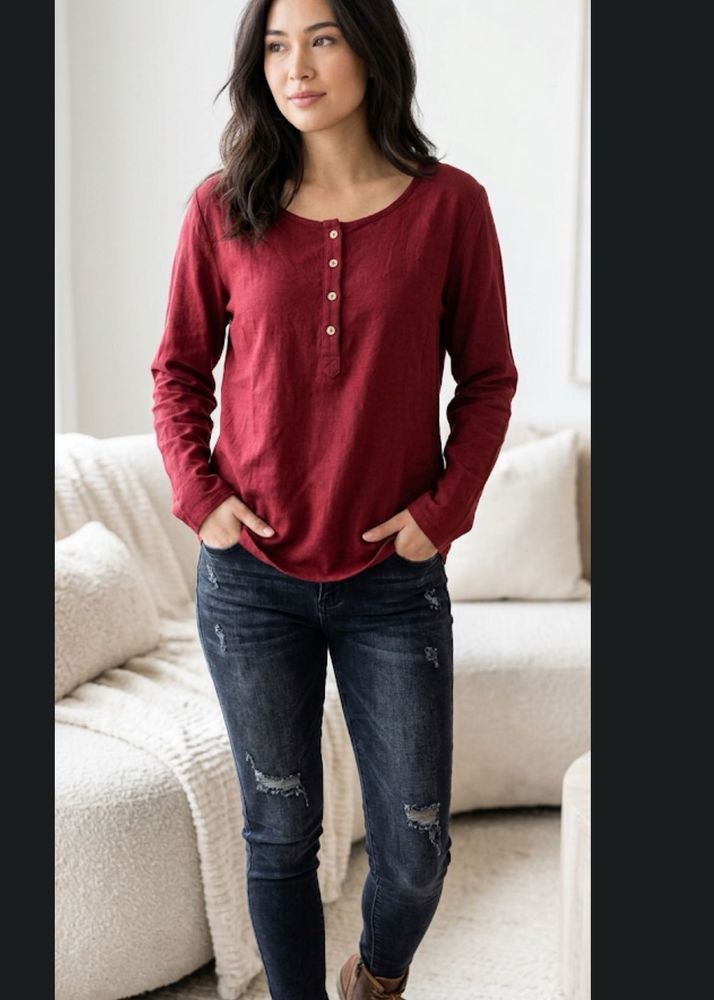 Maroon Long Sleeve Top
