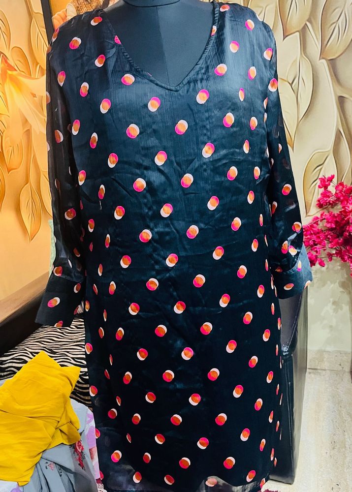 Elegant Black Polka Dot tunic