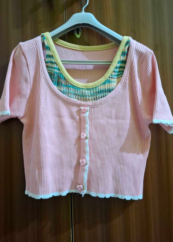 Cute Pink Cropped Top 🎀