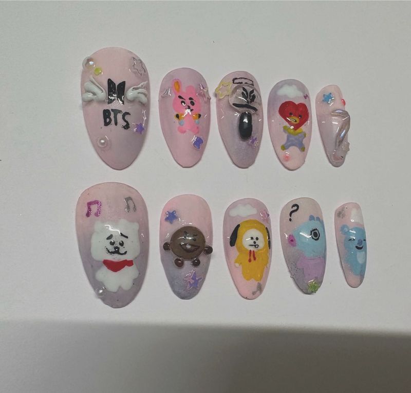 Custom BTS Character Nail Art Set