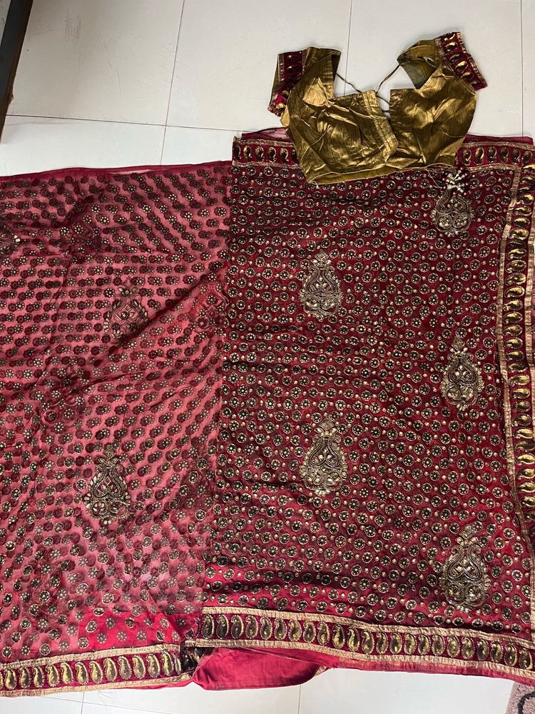 Embroidered Indian Saree with Blouse
