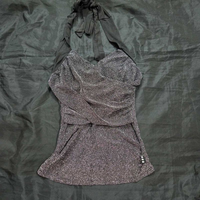 halter neck y2k party top shimmer /pinterest