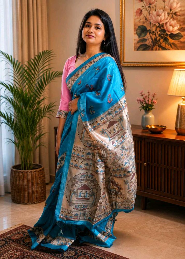 💙 Neel Madhubani Tussar Silk 💙