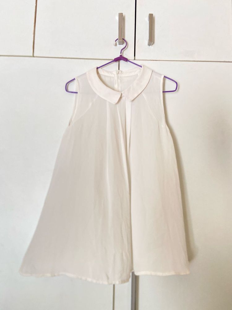 Sheer White Collared Sleeveless Top