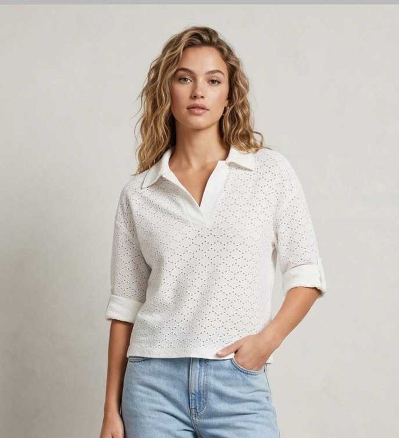 White Crochet Knit Top