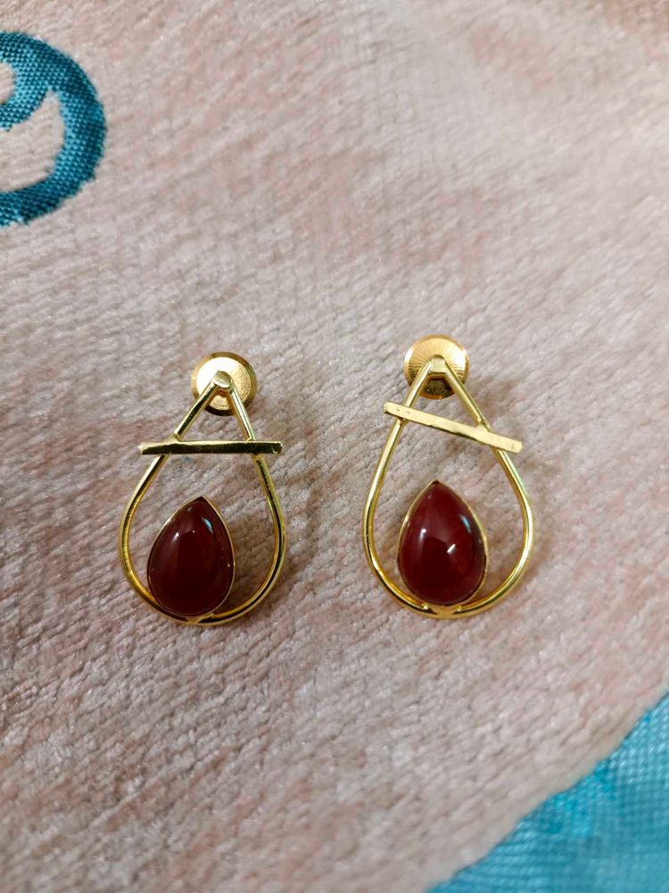 Gold Tone Teardrop Gemstone Earrings