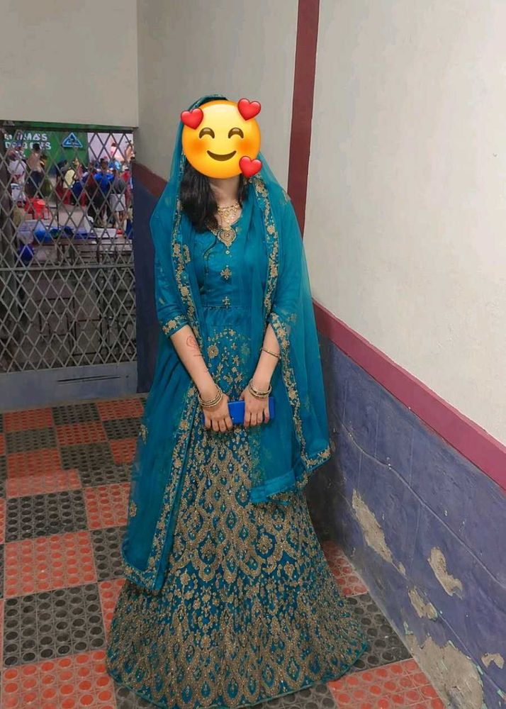 Teal Embroidered Lehenga Choli